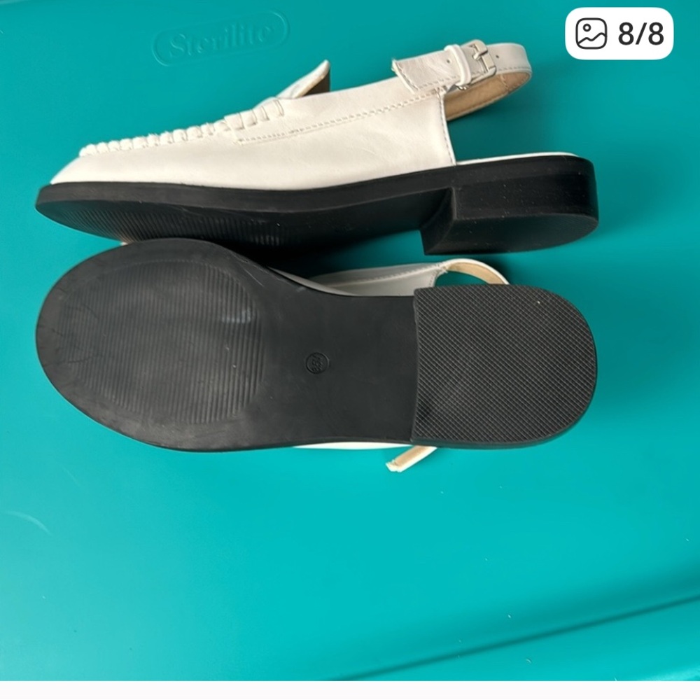 Sincerely Jules NWOT Sling Back White Penney Loafers - Picture 7 of 8